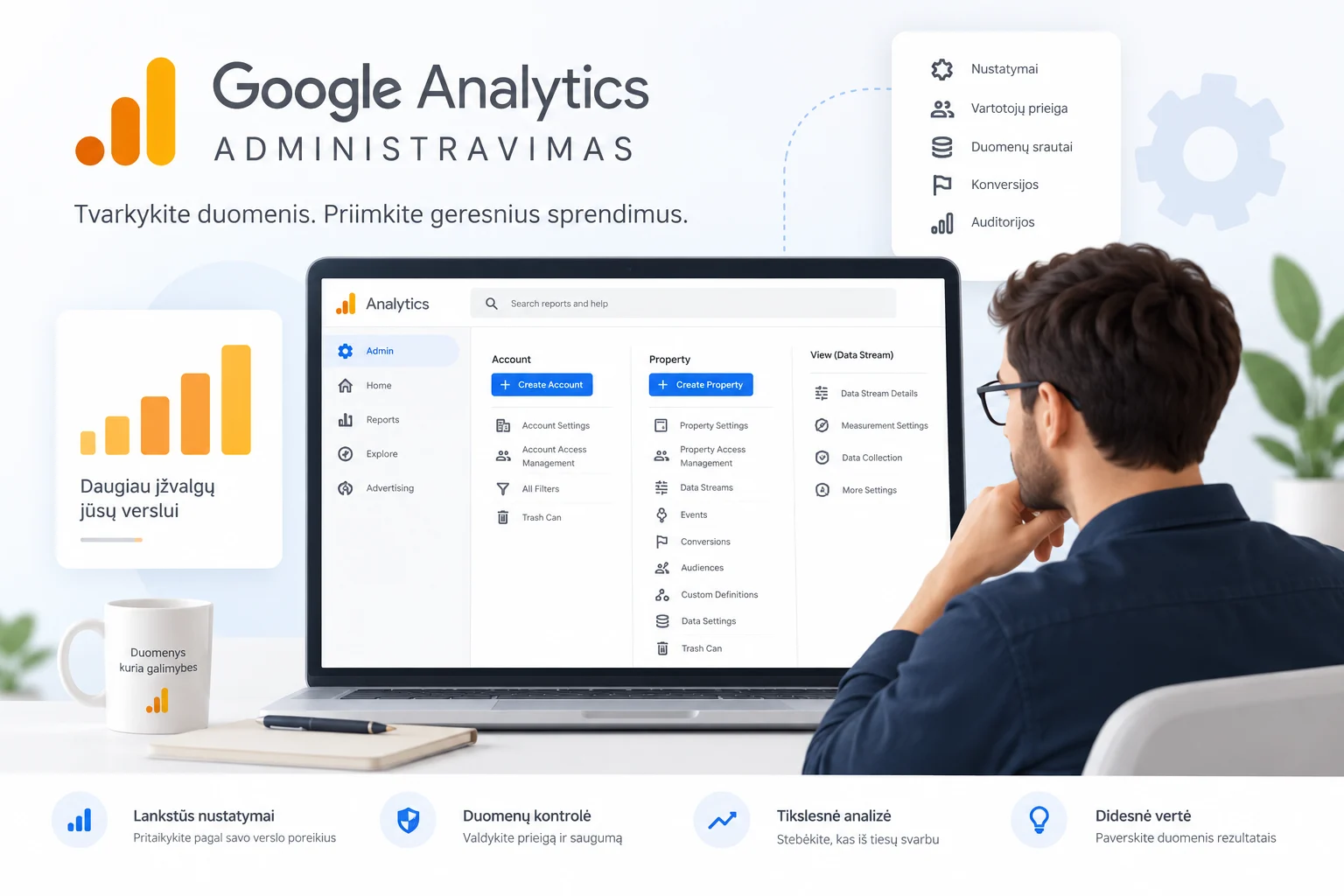 Google Analytics administravimo iliustracija